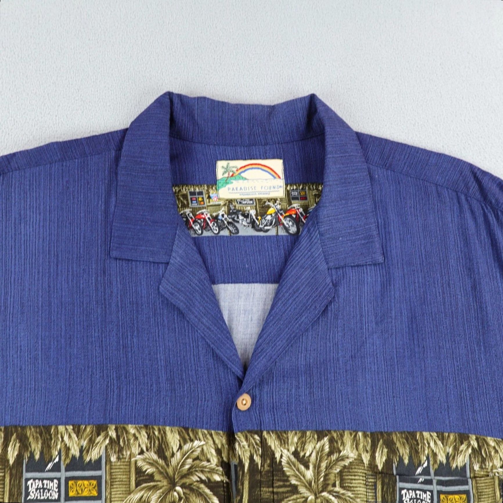 Paradise Found VINTAGE Paradise Found Shirt Mens 3XL Blue Hawaiian Motorcycles Biker Aloha Camp Shirt Size US XXL / EU 58 / 5 - 2 Thumbnail