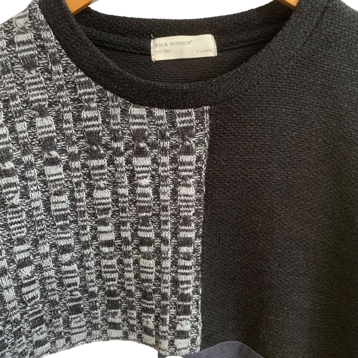 Back Number Design Sweatshirt Mix Material Rare Medium