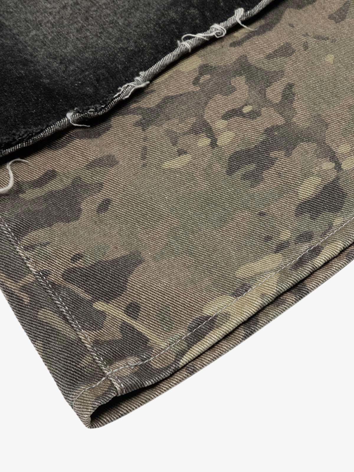 Jean Camouflage Hem Patchwork Denim Shorts Size US 30 / EU 46 - 8 Thumbnail