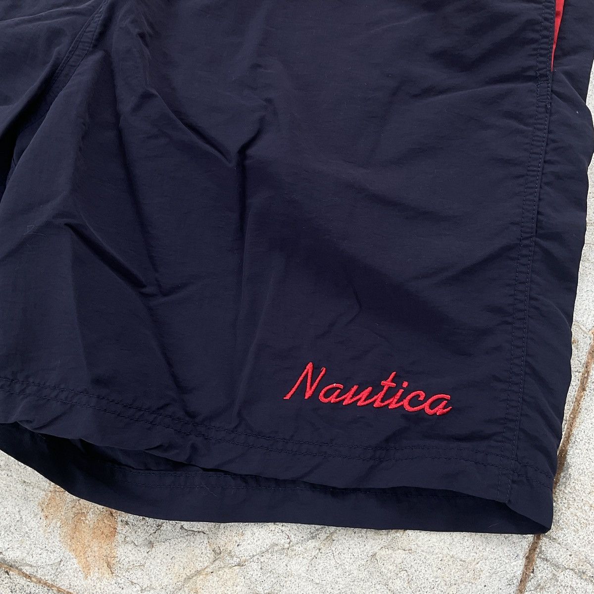 Nautica Vintage 90s Náutica Striped Script Swim Trunk Shorts Size US 34 / EU 50 - 2 Thumbnail