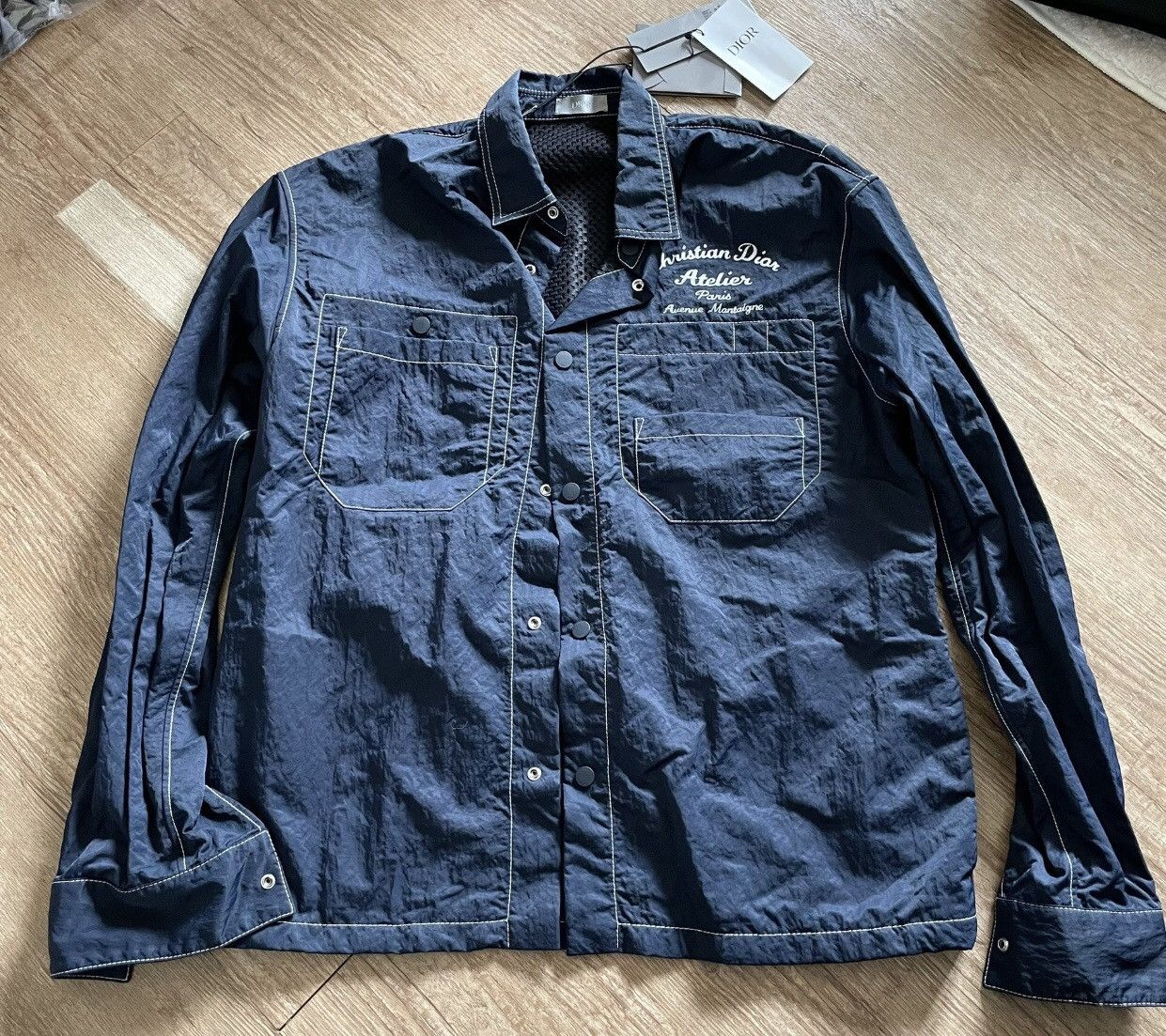 image of Dior Blue Lined Shirt, Men's (Size 2XS)