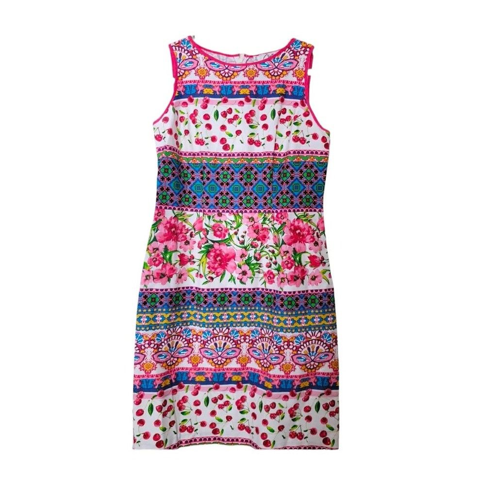 Other Chetta B Multi Print Sheath Dress Sz8 Multi Color Sleeveless Size M / US 6-8 / IT 42-44 - 1 Thumbnail