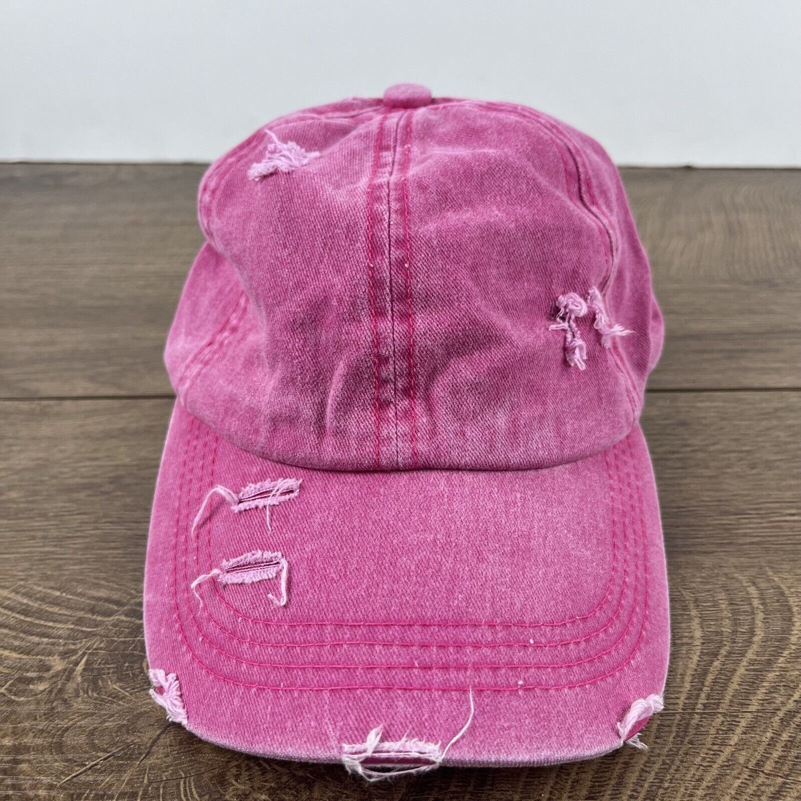 Other Distressed Pink Hat Pink Cap Adjustable Pink Adult Size Hat Size ONE SIZE - 5 Thumbnail