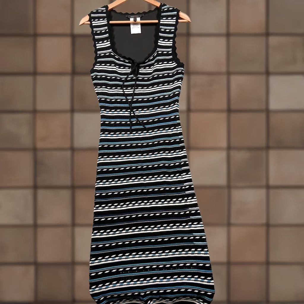 Bcbgmaxazria BCBGMAXAZRIA Knit Dress Women's Medium Black White Blue Striped Sleeveless Size M / US 6-8 / IT 42-44 - 1 Thumbnail