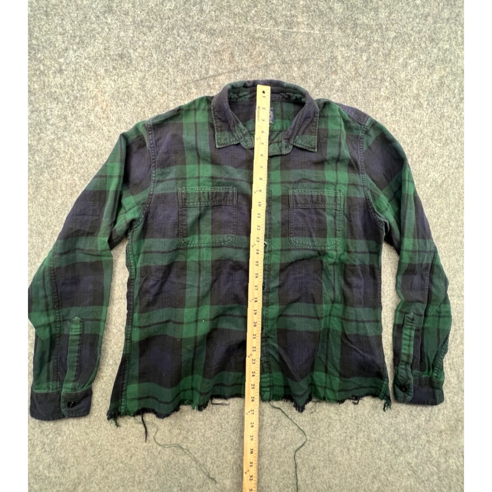 J.Crew VINTAGE J.CREW Plaid Button-Up Shirt Cropped Blue Green Flannel | Size XL | Men Size US XL / EU 56 / 4 - 3 Thumbnail