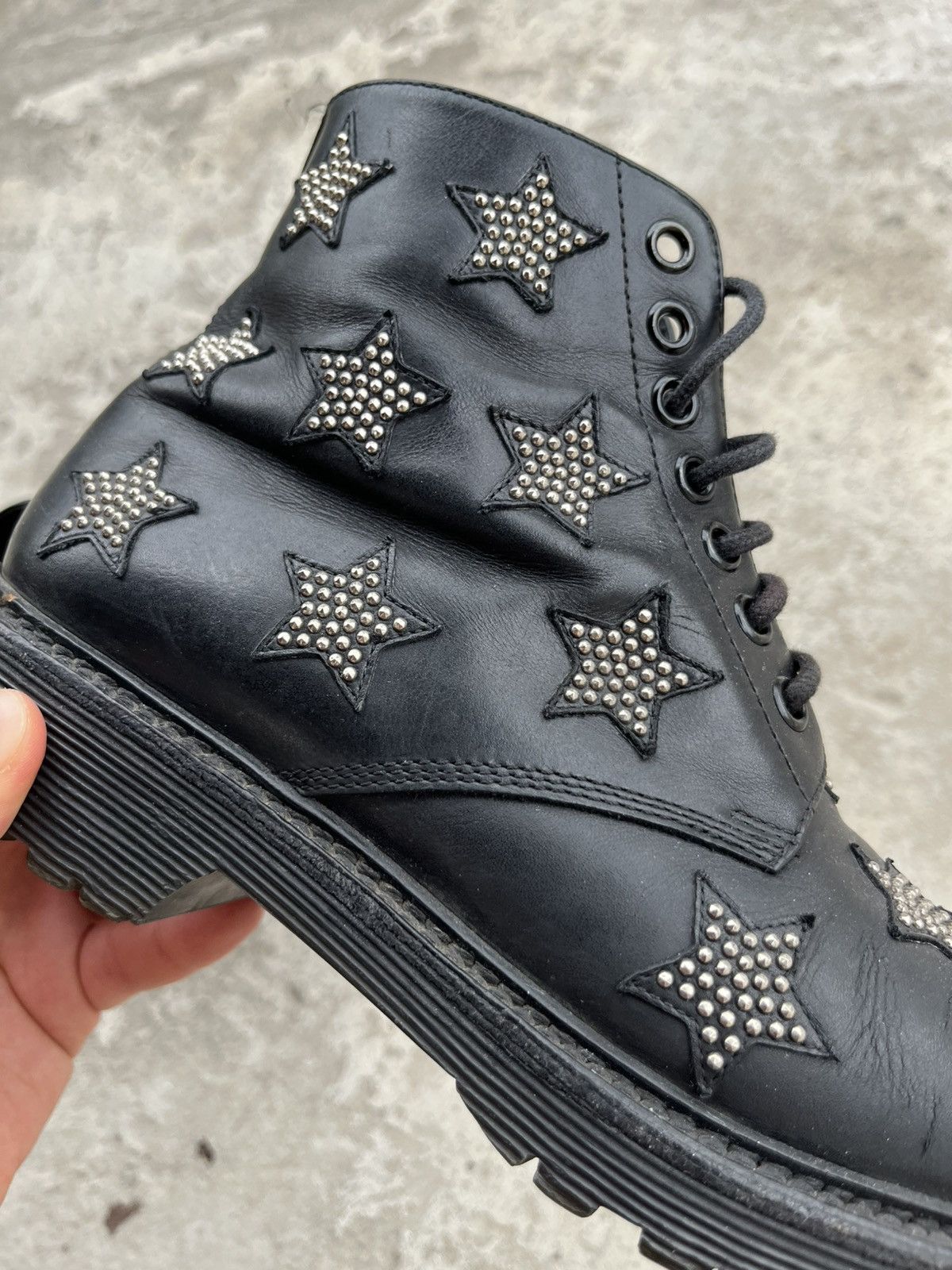 Saint Laurent Paris Saint Laurent Star Studded Leather Lace-Up Combat Boots Size US 6 / IT 36 - 9 Thumbnail