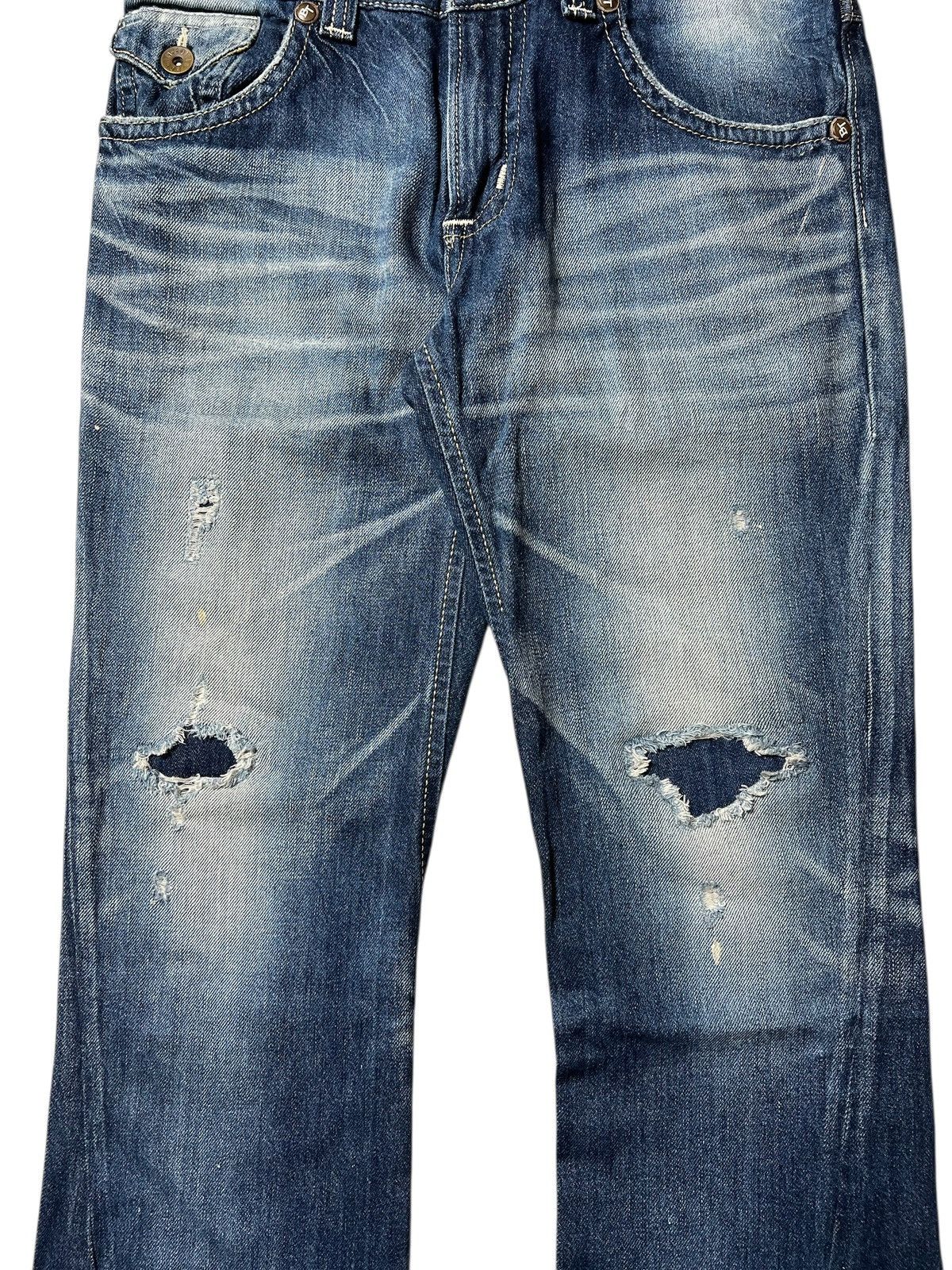 Edwin Edwin Blue Trip Destroyed Lgb Style Distressed Flared Pants Size US 32 / EU 48 - 3 Thumbnail