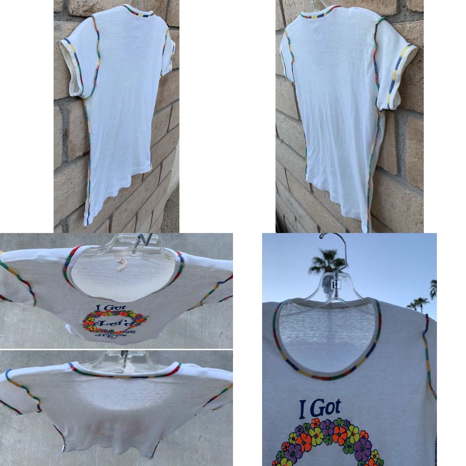 Rainbow VINTAGE I Got Leid Hawaiian Style Ladies T Shirt Neon Graphics Rainbow Stitching Size M / US 6-8 / IT 42-44 - 8 Thumbnail