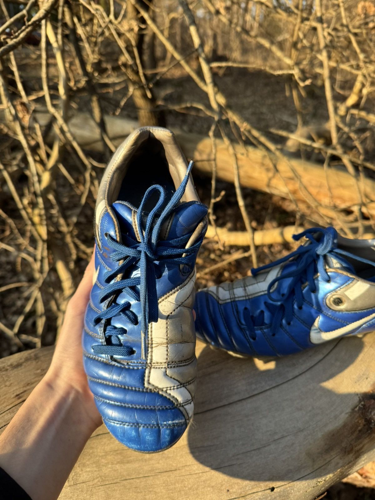 Nike Nike Tiempo Blue Leather Soccer Cleats Vintage Football Boot Size US 6 / IT 36 - 2 Thumbnail