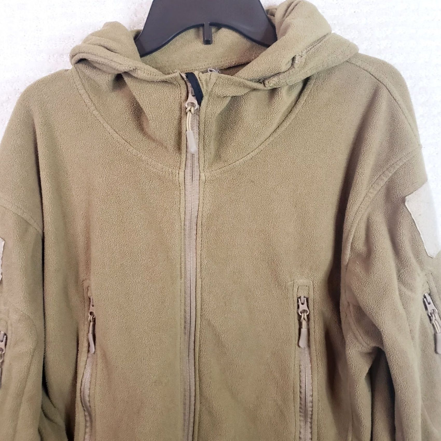 Vintage Tactical Fleece Jacket Military Hooded Zip Full Zip Men L Tan Army Special Ops Size US L / EU 52-54 / 3 - 3 Thumbnail