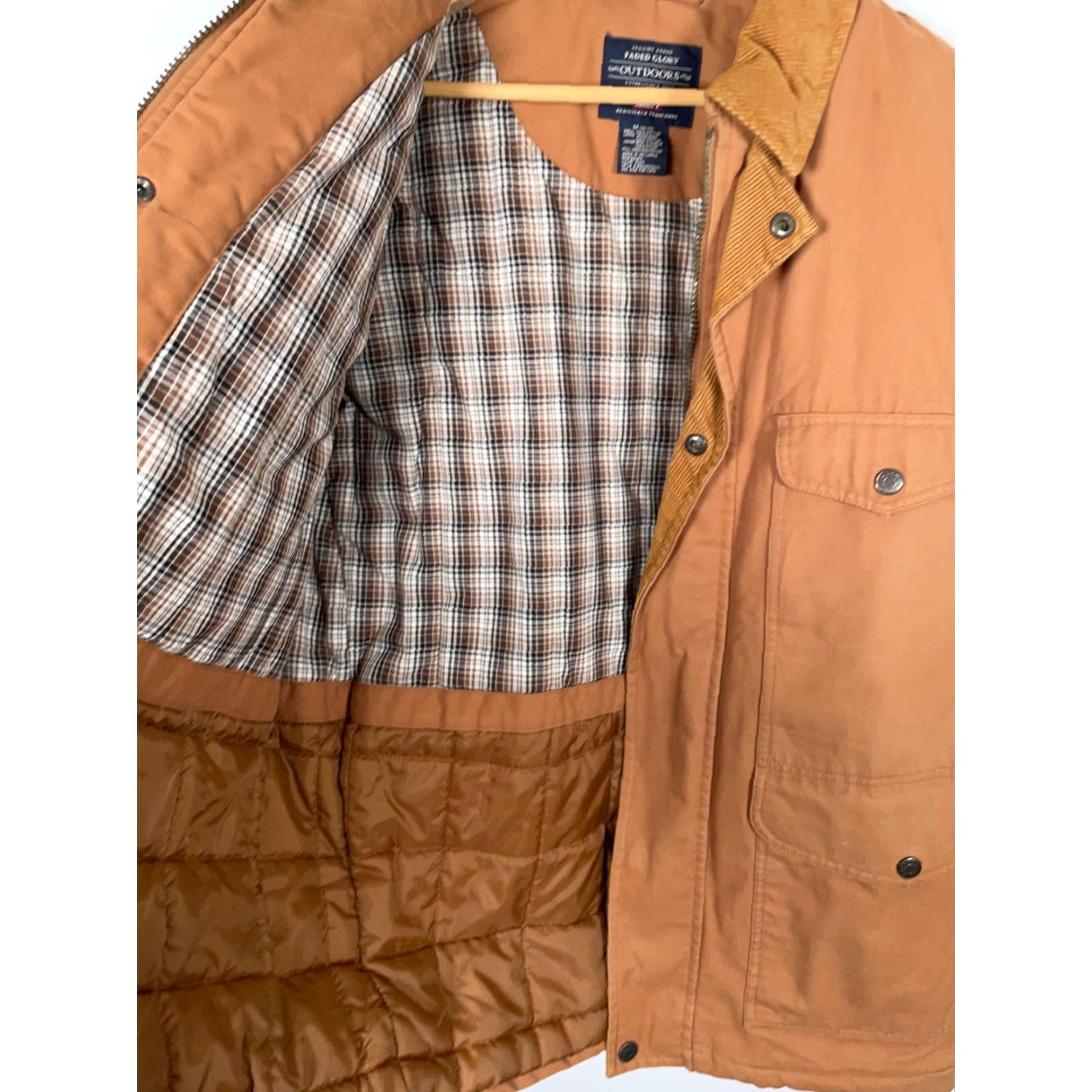 Faded Glory Yes, Workwear Canvas Jacket Men's Medium Brown Flannel Lined Corduroy Trim Insulated Size US M / EU 48-50 / 2 - 4 Thumbnail