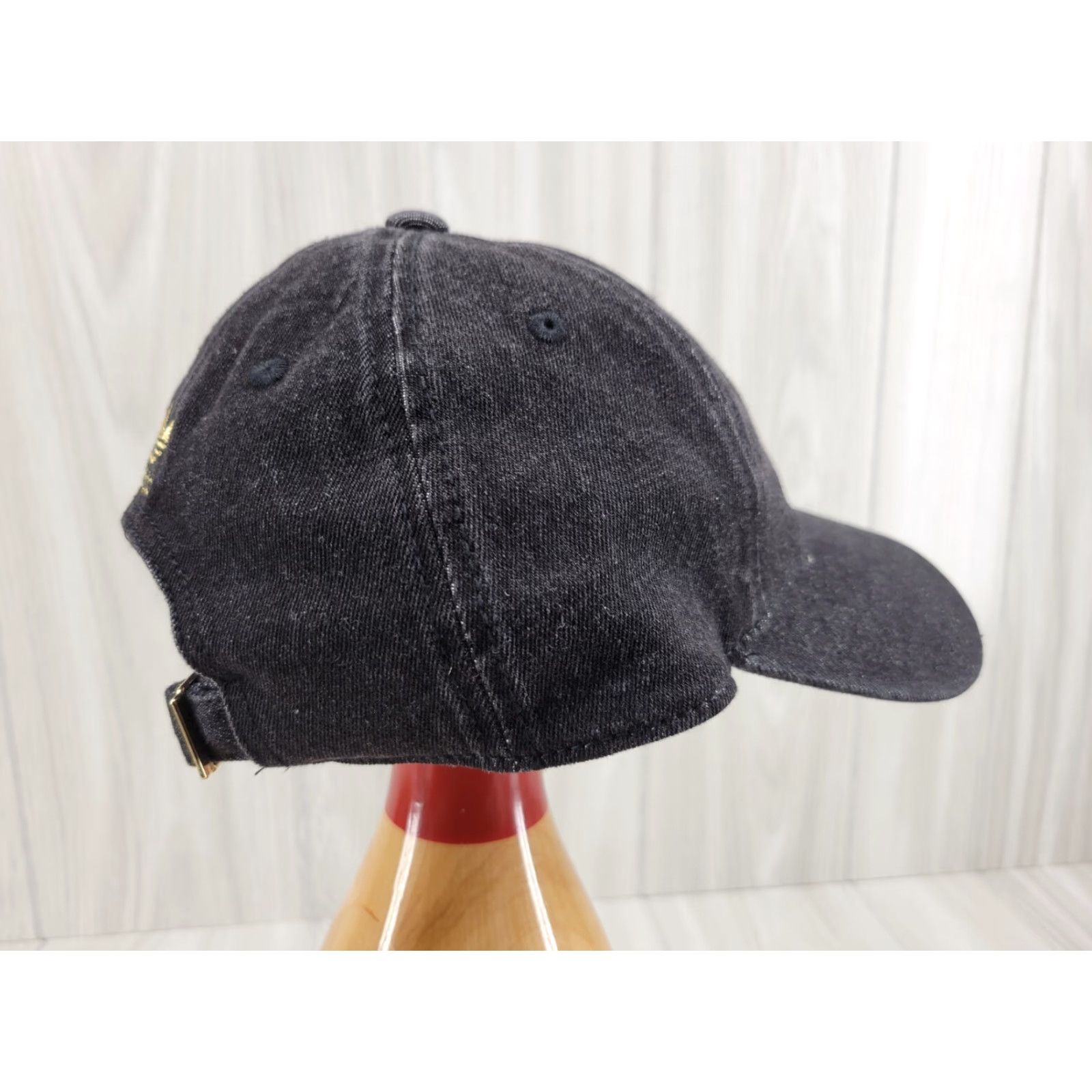 Adidas Adidas Hat Cap Adjustable Strapback Black Denim 3 Stripe Spell Out Gold Logo Trefoil Unisex Adults One Size Cap Size ONE SIZE - 6 Thumbnail
