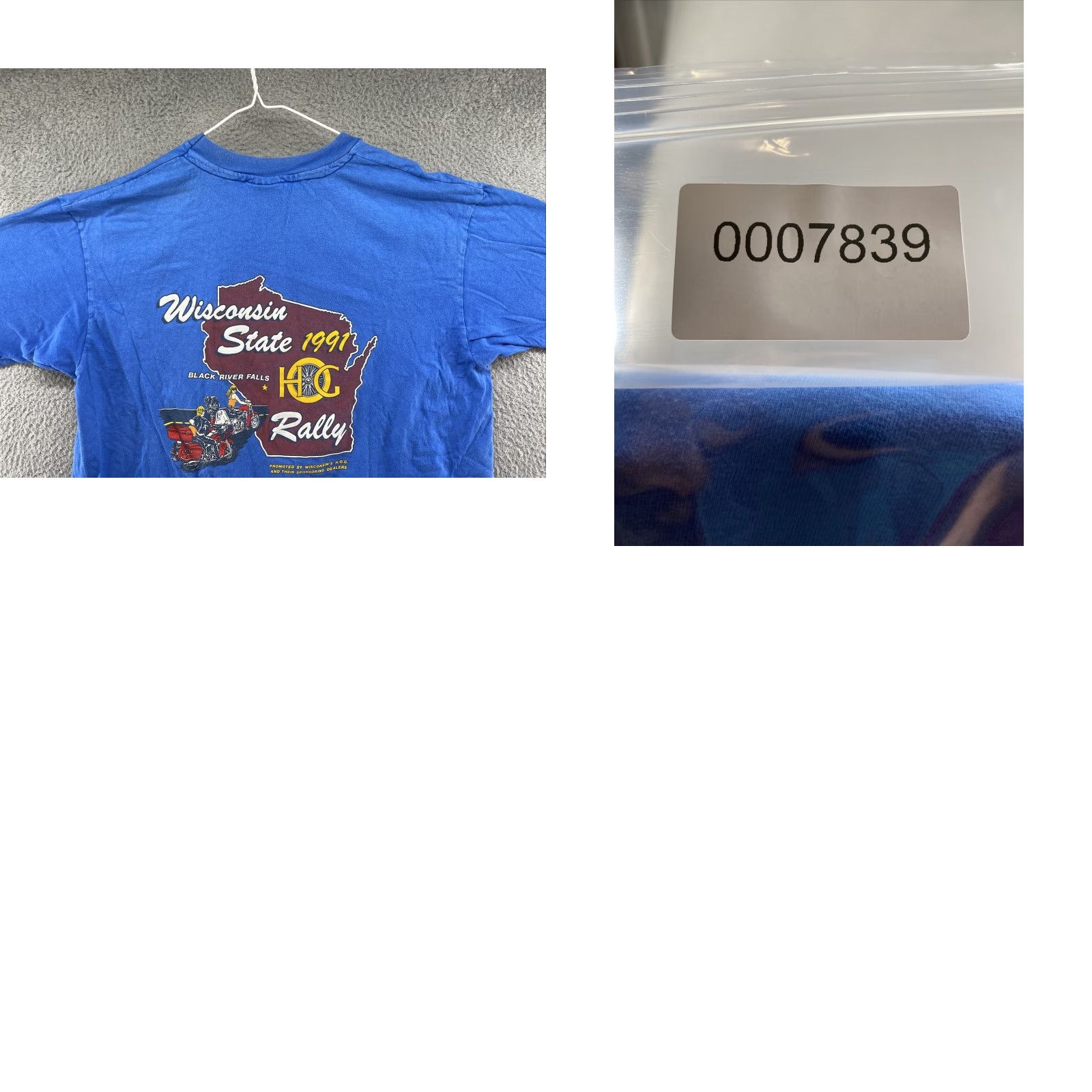 Harley Davidson VINTAGE Harley-Davidson HOG 1991 Wisconsin State Single Stitch Shirt 2XL Blue Mens Womens Unisex Adults 90s Graphic Print T-ShirtCrew Neck Size US XXL / EU 58 / 5 - 9 Thumbnail