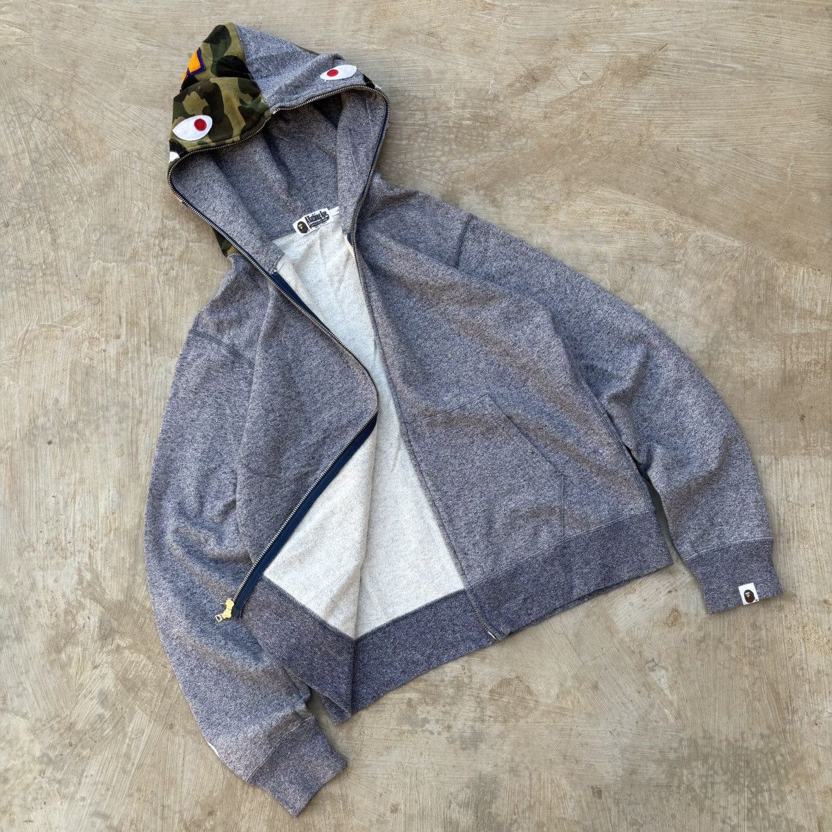 Bape Heather Shark Full Zip Hoodie Size US L / EU 52-54 / 3 - 3 Thumbnail