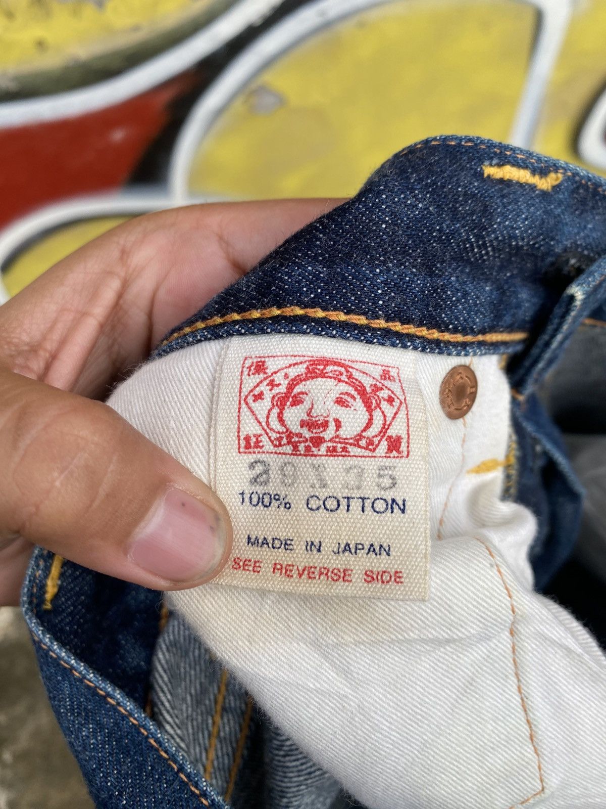 Evisu Very rare Vintage short jeans evisu selvedge black & yellow Size US 29 - 8 Thumbnail
