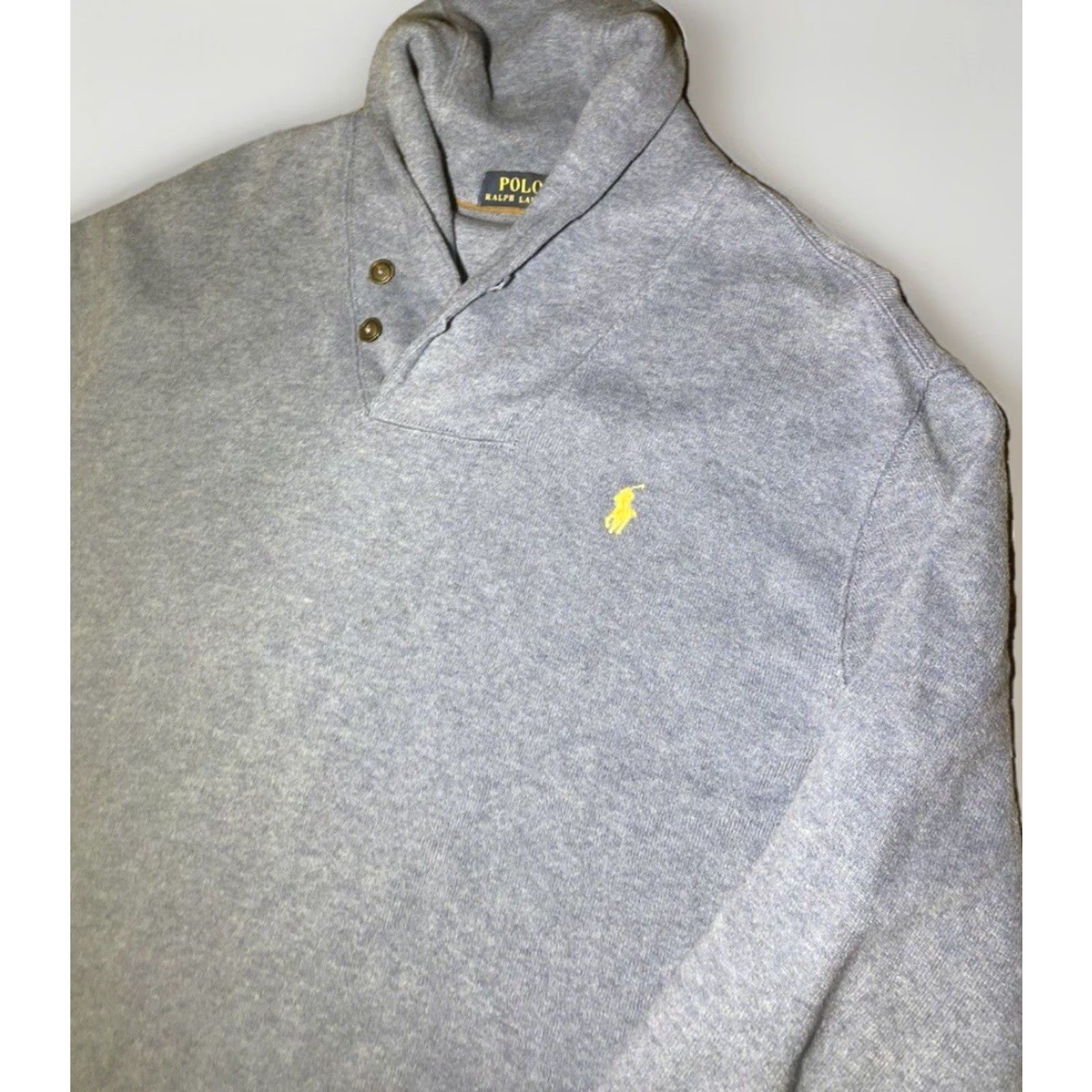 Polo Ralph Lauren VINTAGE Ralph Lauren Polo Mens Light Blue Cowl Neck Leather Elbow Patch Sweater Large Size US L / EU 52-54 / 3 - 4 Thumbnail