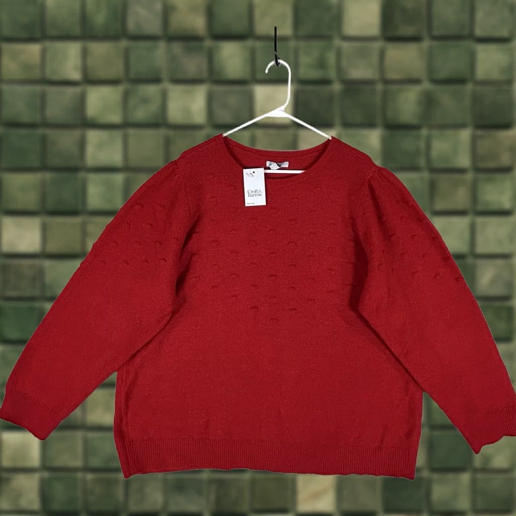 Croft & Barrow Croft & Barrow Crew Neck Sweater Womens 2X Red NWT Plus Size Casual Pullover Knit Lightweight Stretch Long Sleeve Vintage: No Size XXL / US 16-18 / IT 52-54 - 1 Thumbnail