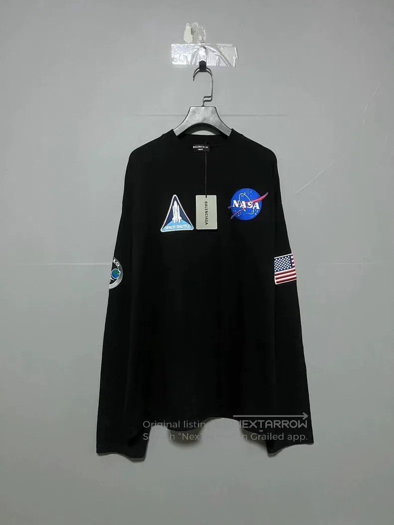 Balenciaga NASA co-branded embroidery long-sleeved T-shirt