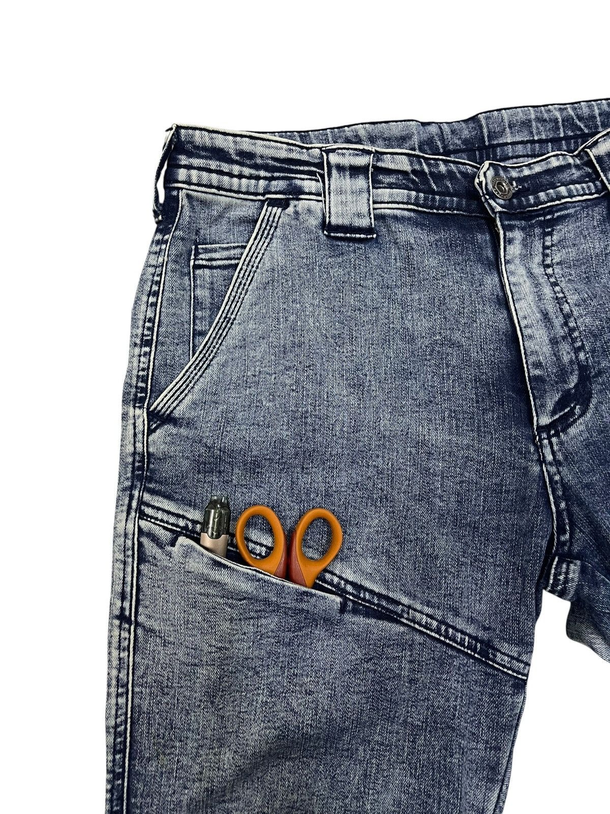 Balmain Next Workerz X Cordura Acid Wash Denim Padded Biker Pants Size US 33 - 4 Thumbnail