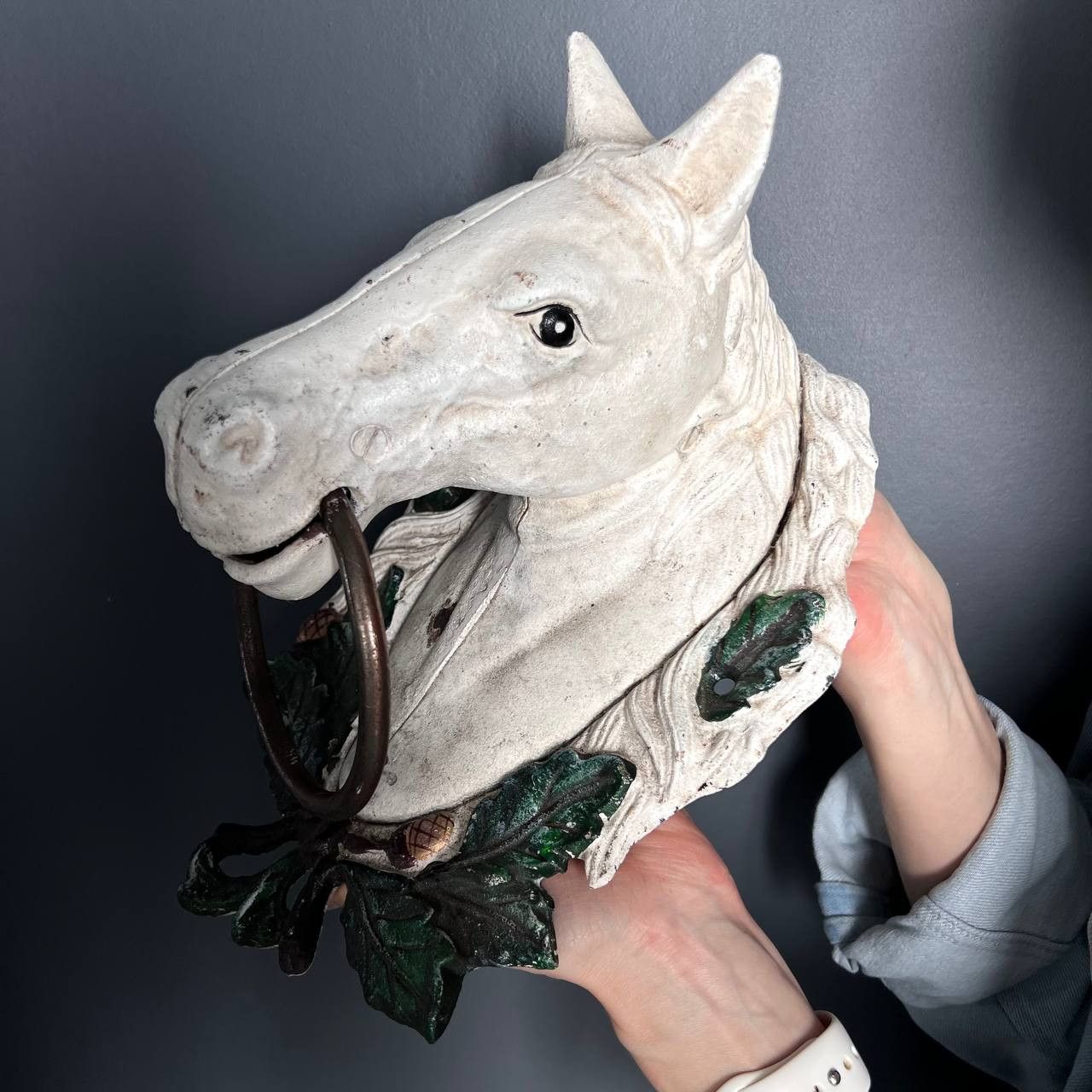 Vintage 1970s Vintage Cast Iron Figure Horse Head Wall Decor 3.5kg Size ONE SIZE - 6 Thumbnail