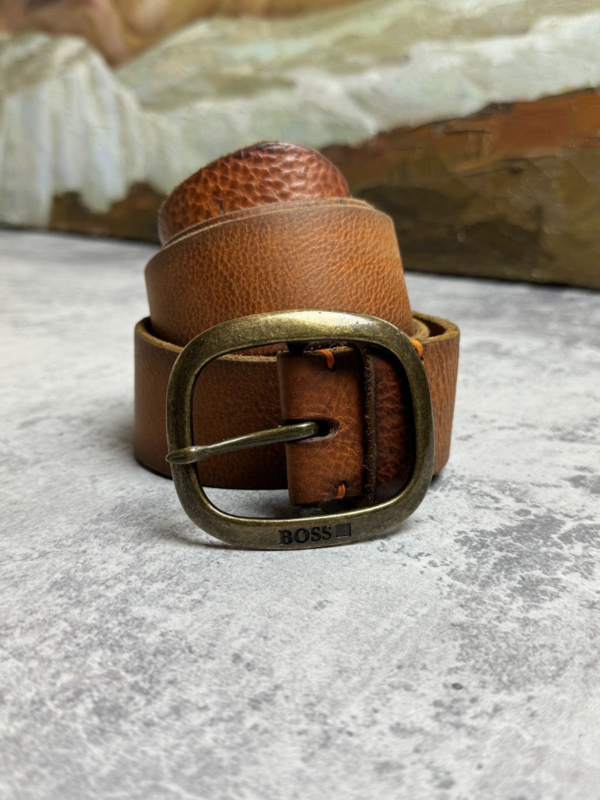 RARE Hugo Boss Handmade In Italy Vintage 90s Leather Belt