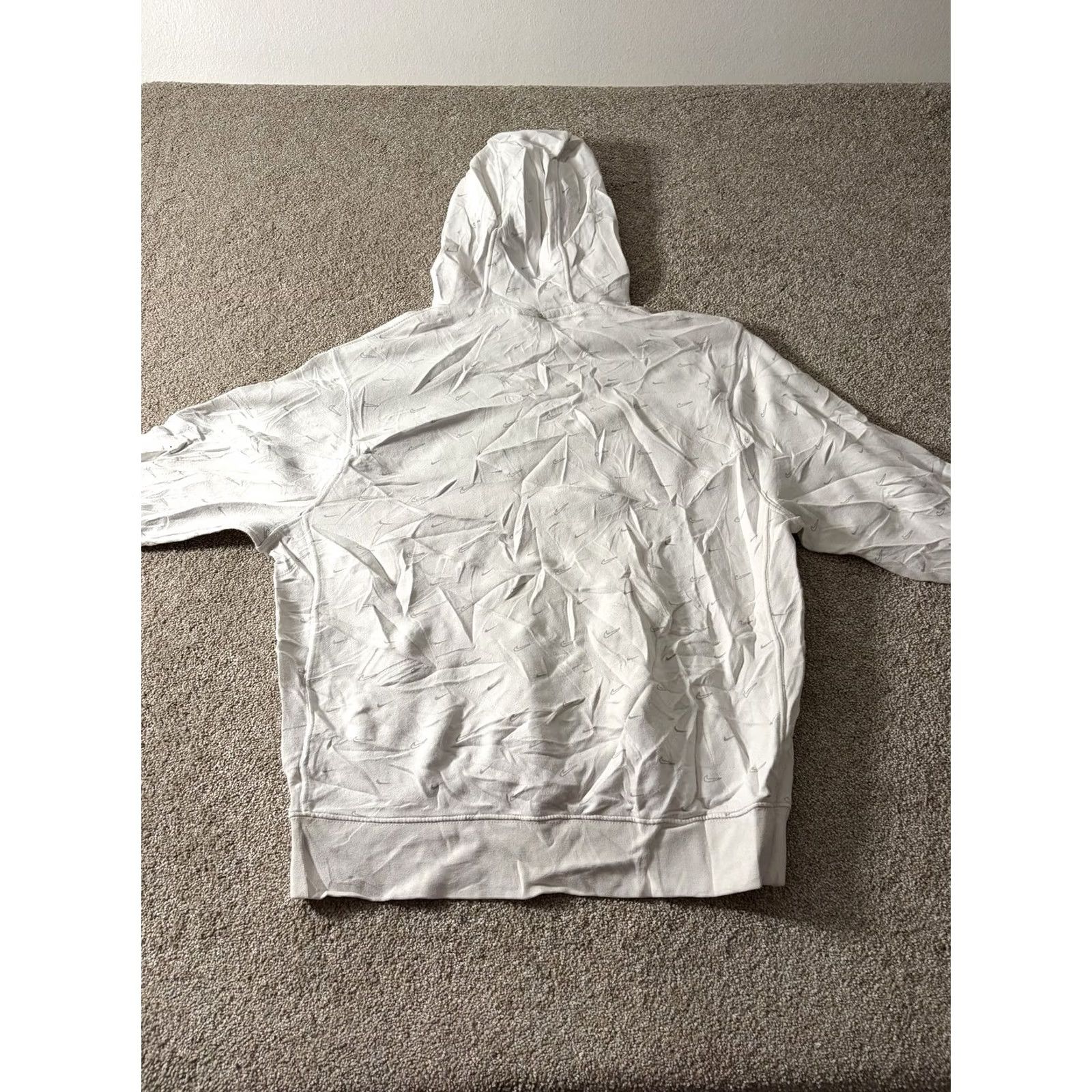 Nike Nike Hoodie Mens Large White Allover Swoosh Logo Fleece Pullover Sweatshirt Size US L / EU 52-54 / 3 - 6 Thumbnail
