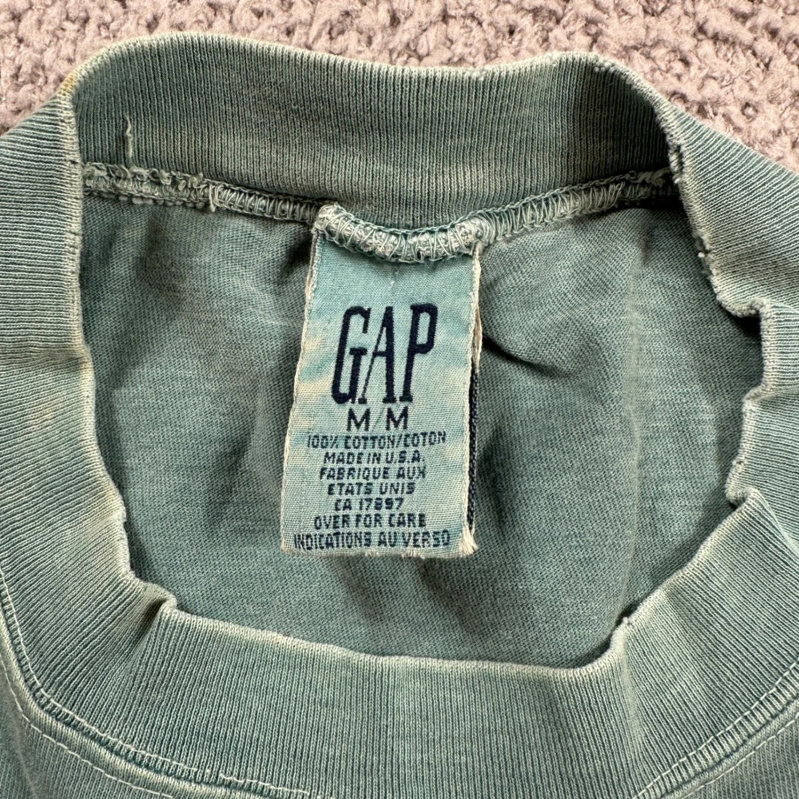 Gap 90s Vintage GAP T Shirt Made in USA Mens M Blue Teal Washed Size US M / EU 48-50 / 2 - 4 Thumbnail