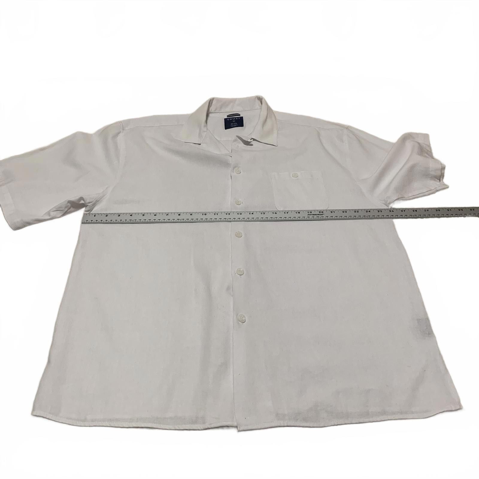 Trussardi Vtg 90s Trust Men's 3X White Linen Rayon Beach Shirt Size US XXL / EU 58 / 5 - 10 Thumbnail