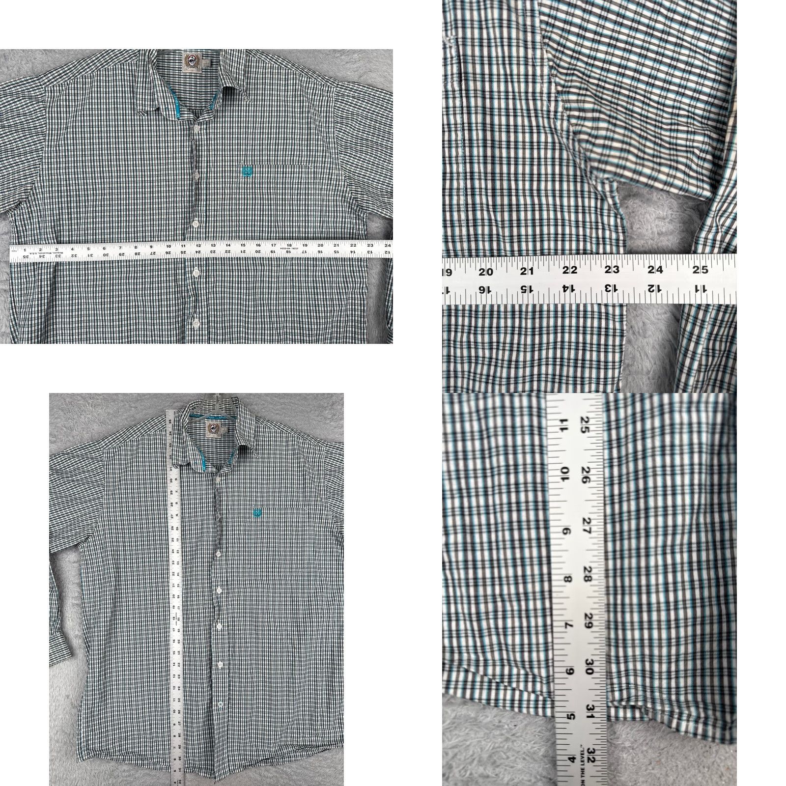 Vintage Cinch Blue White Plaid Flannel Shirt Adult Large Long Sleeve Cotton Casual Workwear Mens Size US L / EU 52-54 / 3 - 8 Thumbnail