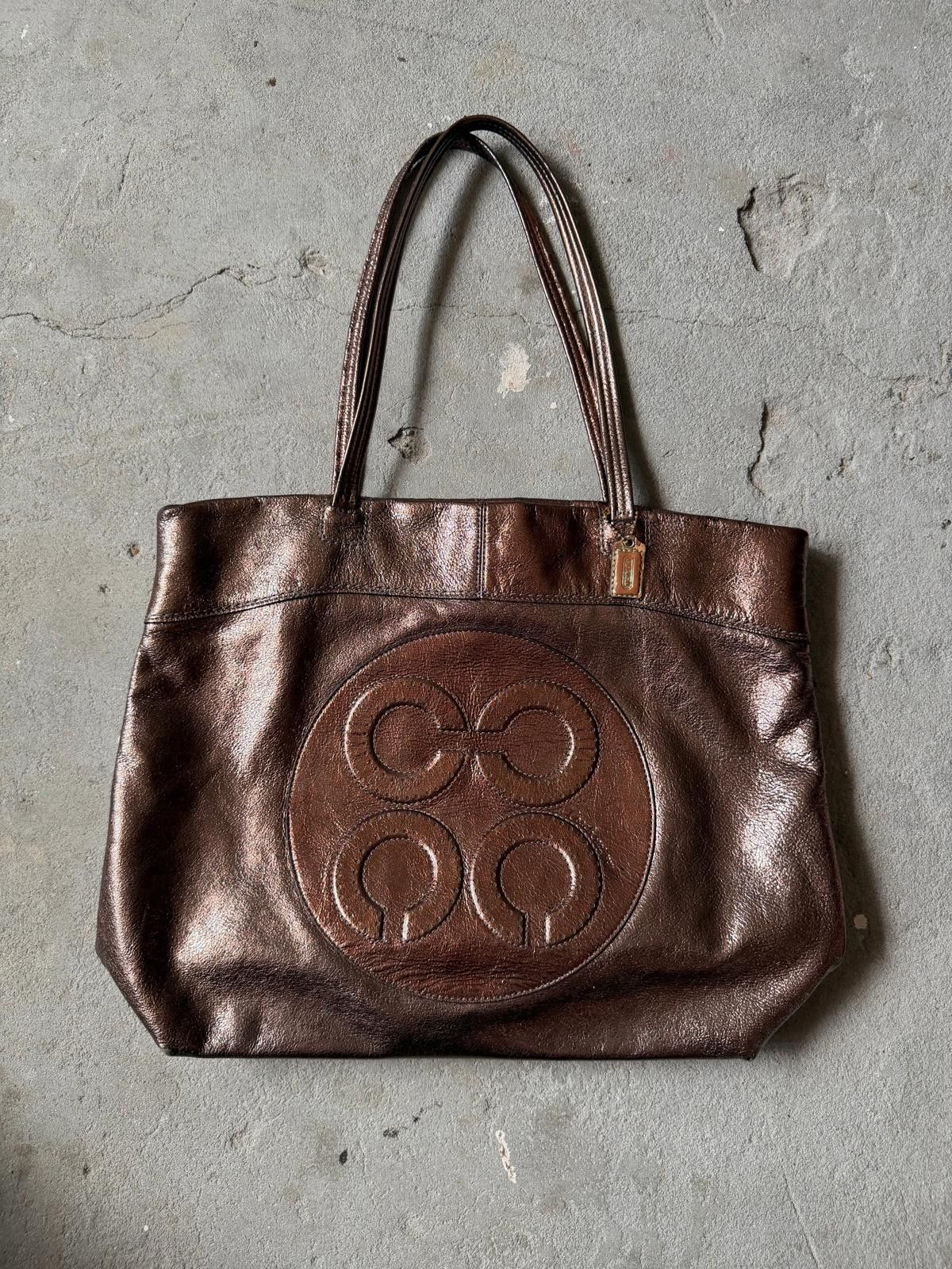 Coach Coach Julia Op Art Tote Bag Metallic Gold Size ONE SIZE - 1 Thumbnail