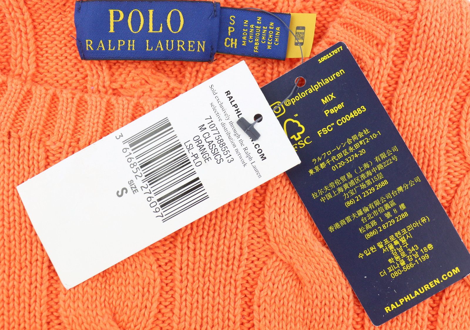 Ralph Lauren ORANGE S Cable Knit Pullover Jumper 86916 Size US S / EU 44-46 / 1 - 9 Thumbnail