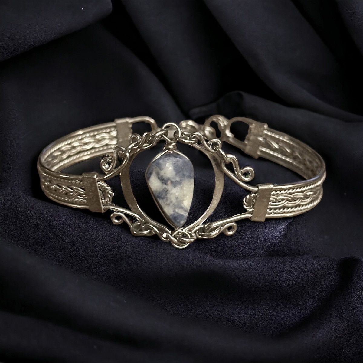 Vintage Vintage silver Sodalite stone filigree bracelet Size ONE SIZE - 1 Thumbnail