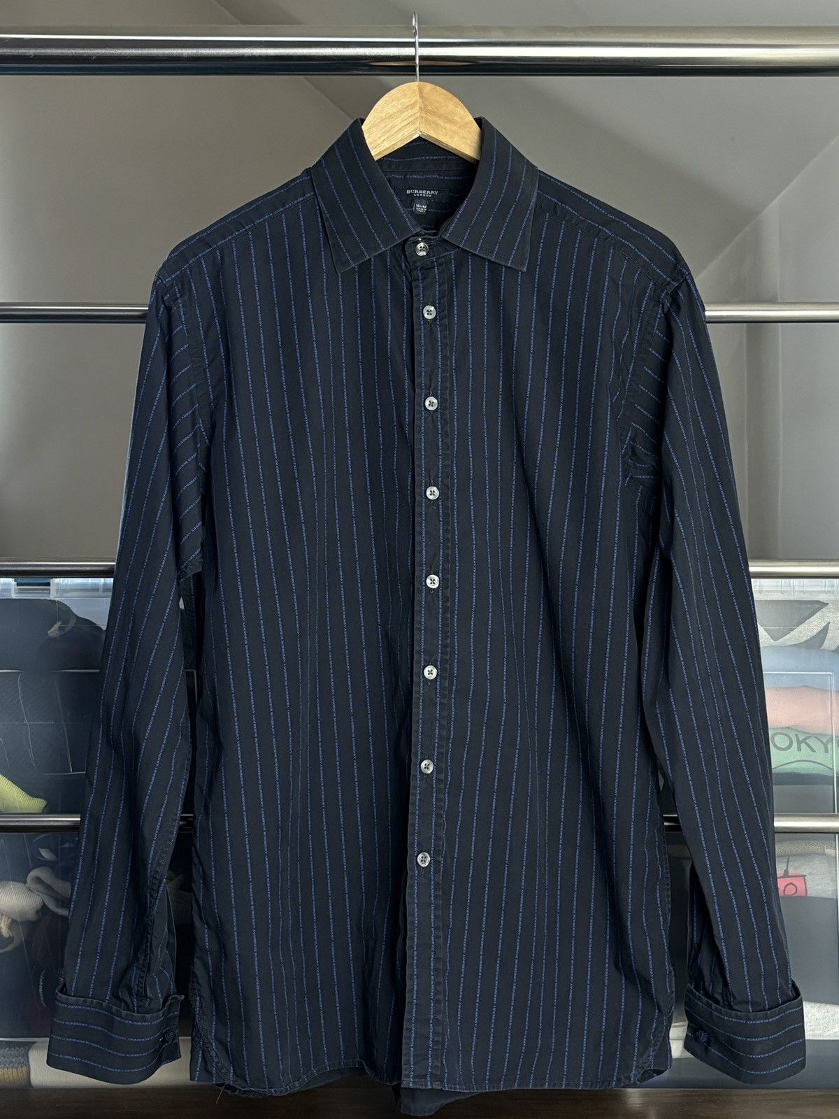 Burberry × Vintage Burberry Striped Monogram Button Up Shirt Size US L / EU 52-54 / 3 - 1 Thumbnail