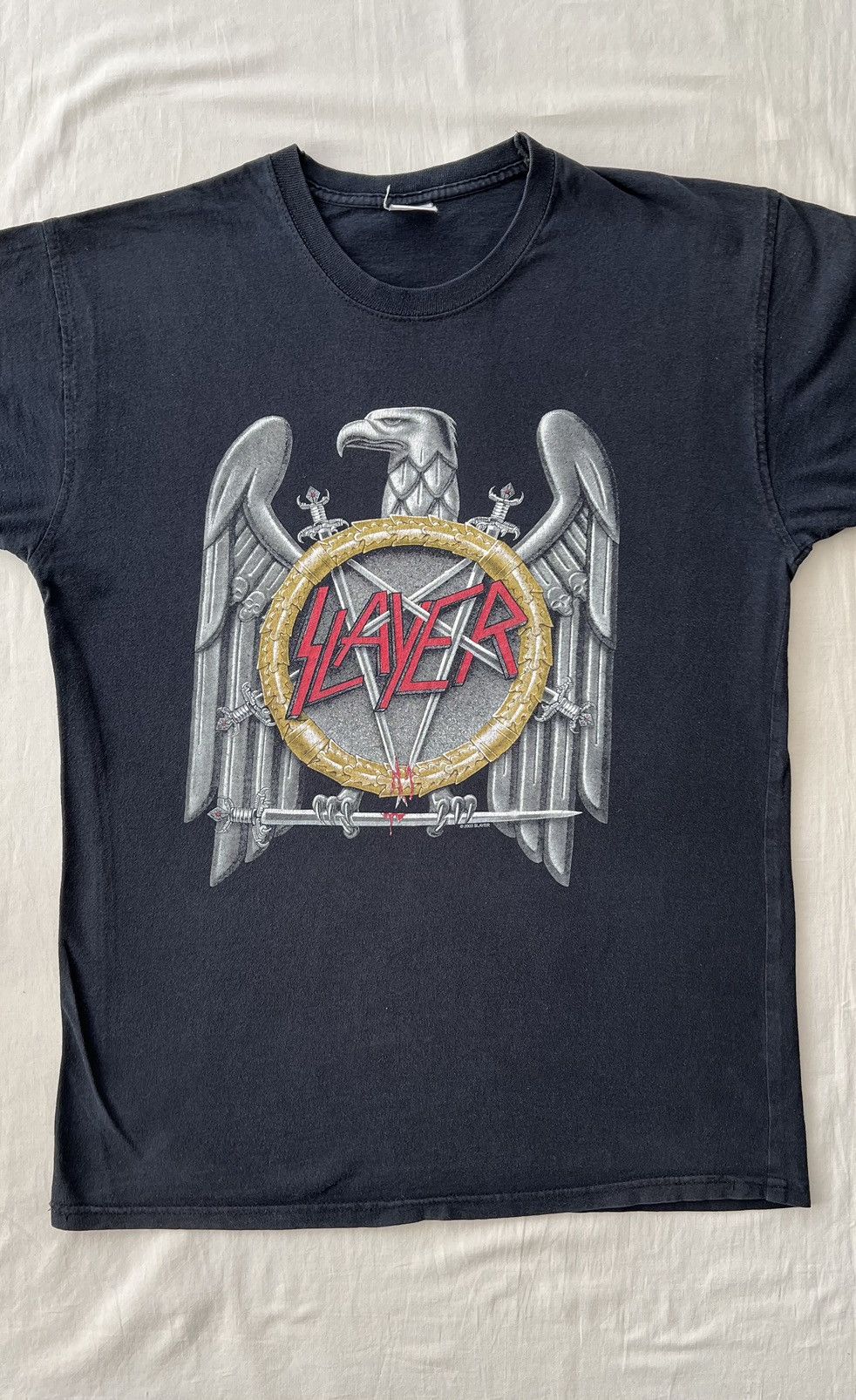 Band Tees Vintage 2003 Slayer Eagle Metal Band Black T-shirt Size US L / EU 52-54 / 3 - 4 Thumbnail
