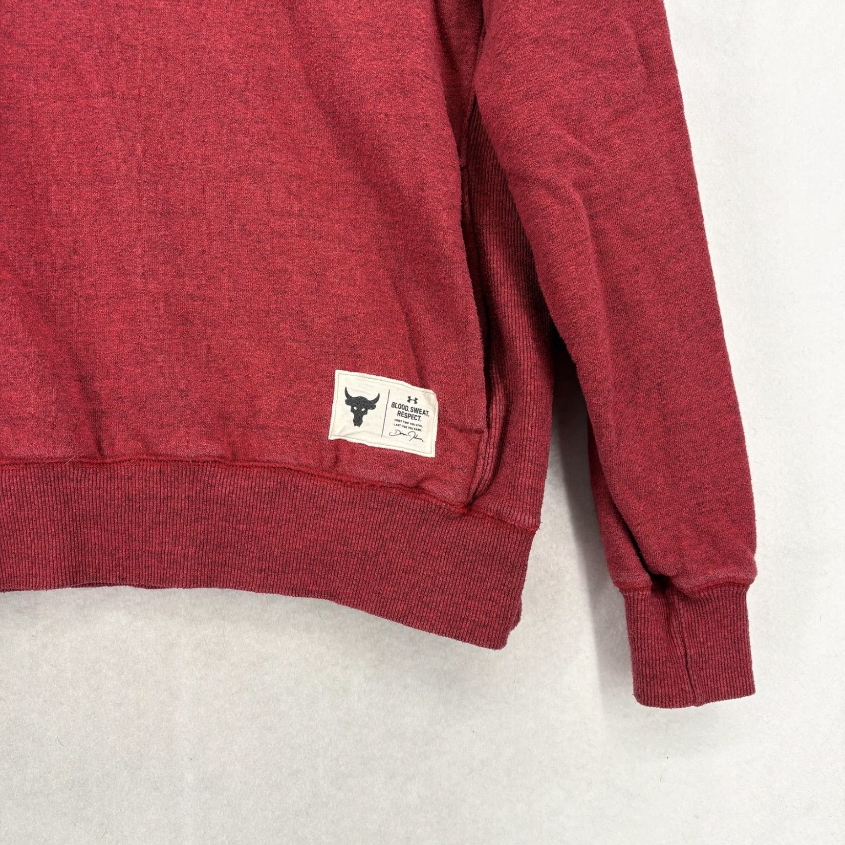 Under Armour Under Armour Project Rock Hoodie Mens Large Red Fleece Pullover Gym Bull Logo Crew Neck Long Sleeve Size US L / EU 52-54 / 3 - 3 Thumbnail