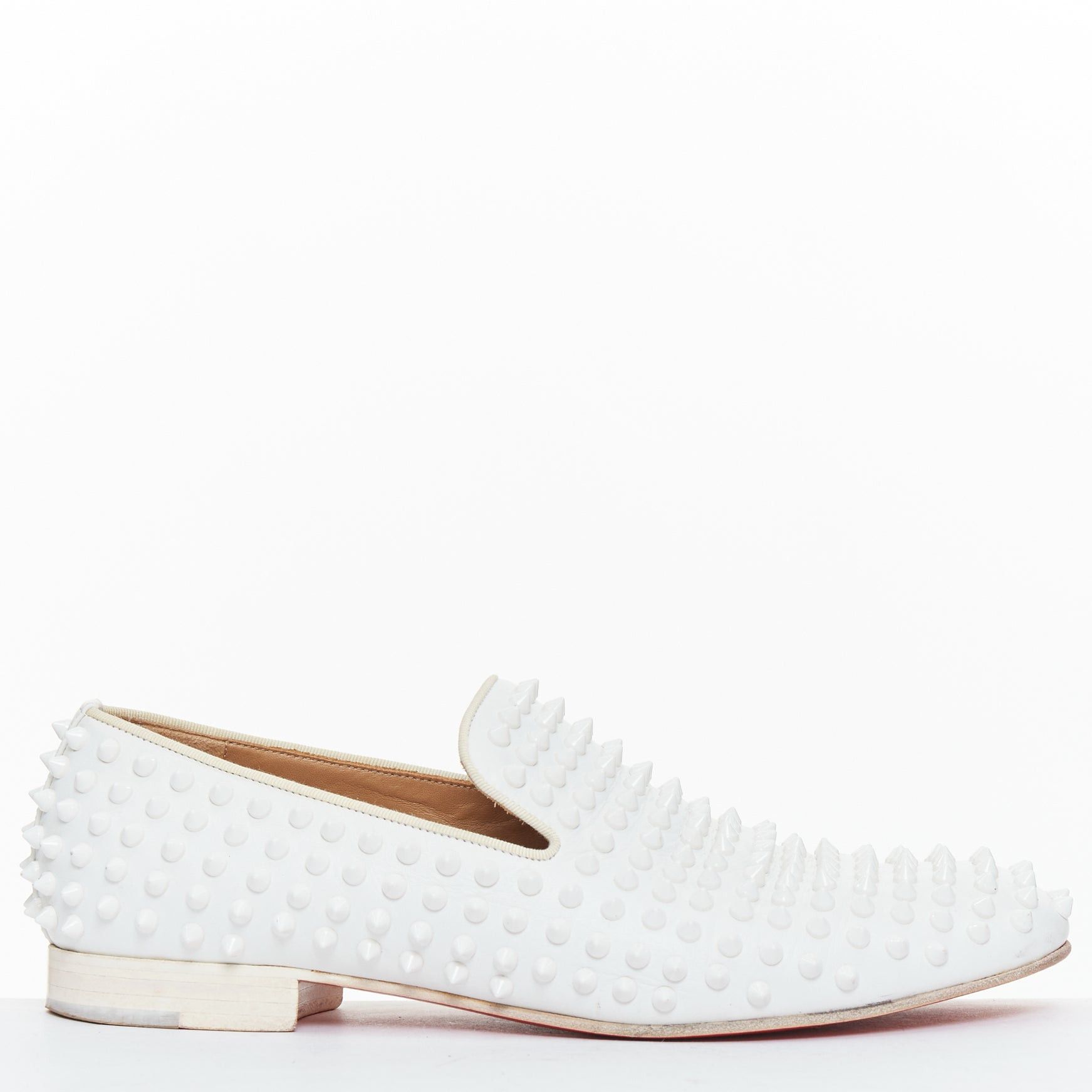 Christian Louboutin CHRISTIAN LOUBOUTIN Dandelion white leather spike stud loafer shoes EU40.5 Size US 7.5 / EU 40-41 - 1 Thumbnail