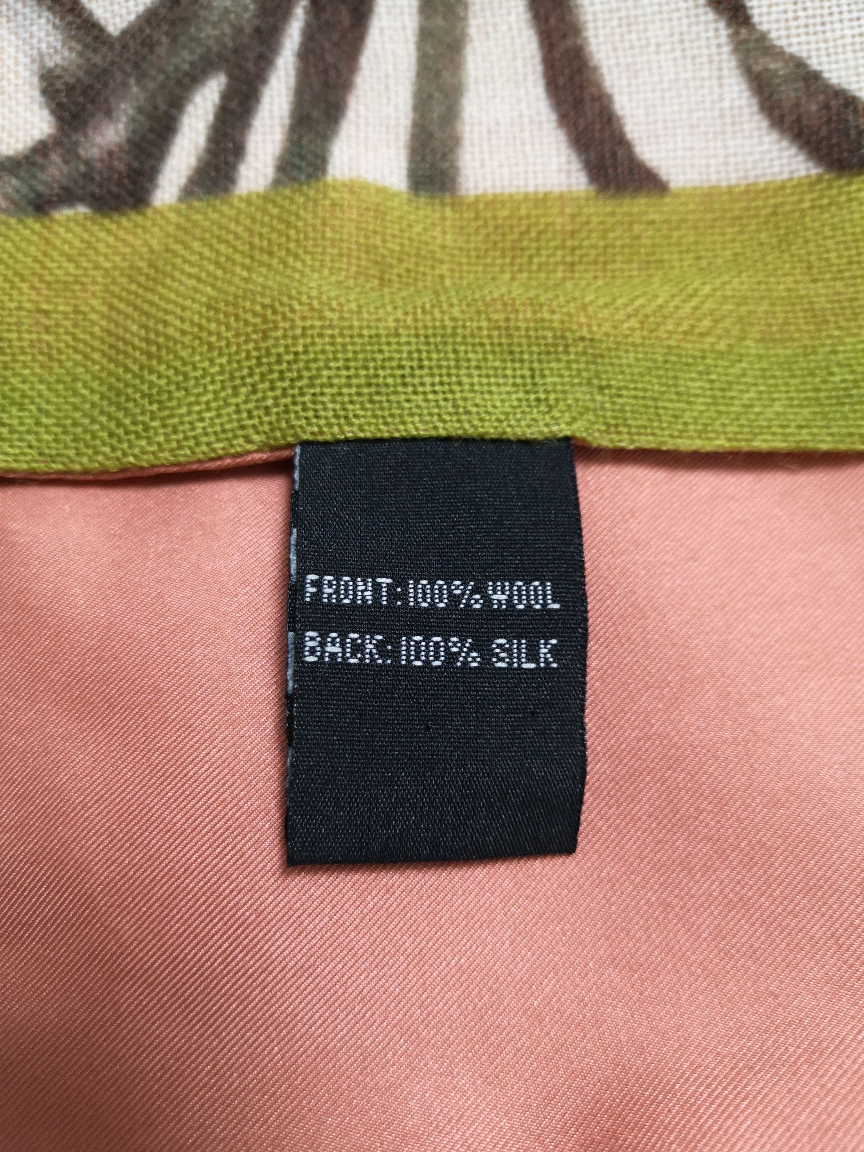 Kenzo Botanical Printed Wool Front Plain Pink Silk Back Scarf Size ONE SIZE - 4 Thumbnail