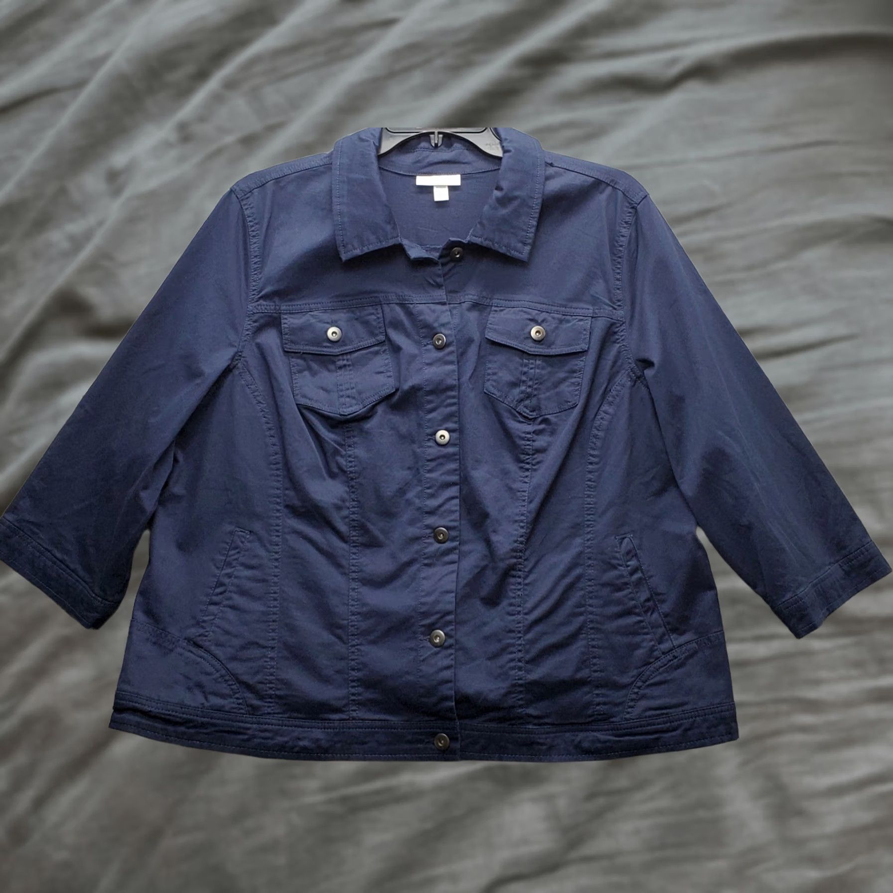 Vintage Dressbarn Shacket Womens 3X Navy Lightweight Collared Button Front Shirt Size XXL / US 16-18 / IT 52-54 - 1 Thumbnail