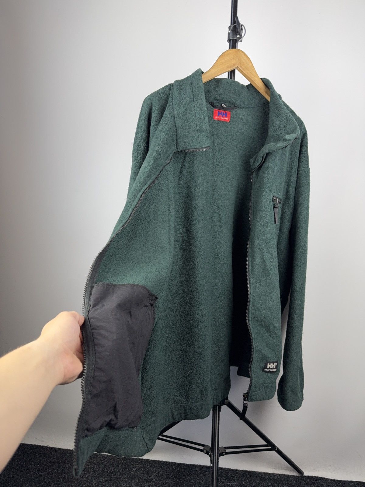 Helly Hansen × Vintage Vintage 90s Helly Hansen Green Fleece Jacket Zip Front XXL Size US XXL / EU 58 / 5 - 8 Thumbnail