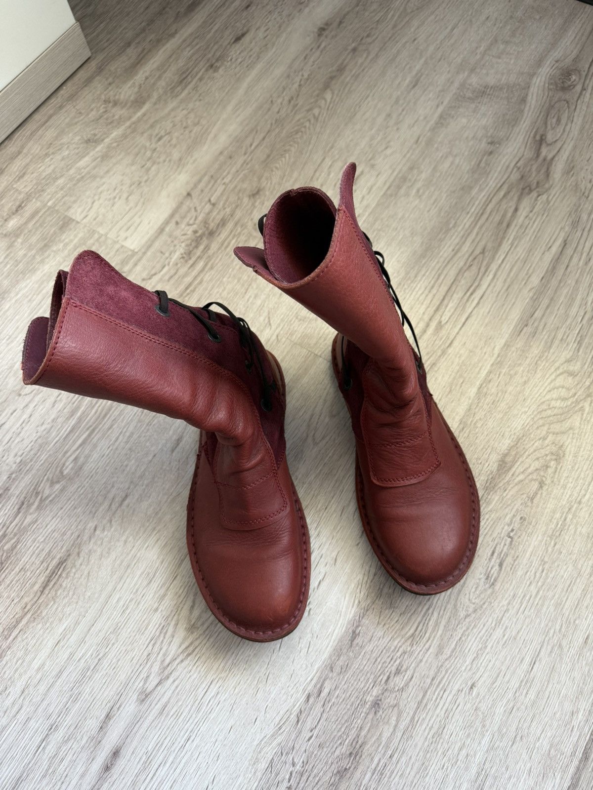 Kickers Kickers Red Leather Avant-Garde Back Lace Boots EU 38 Size US 7.5 / IT 37.5 - 16 Thumbnail