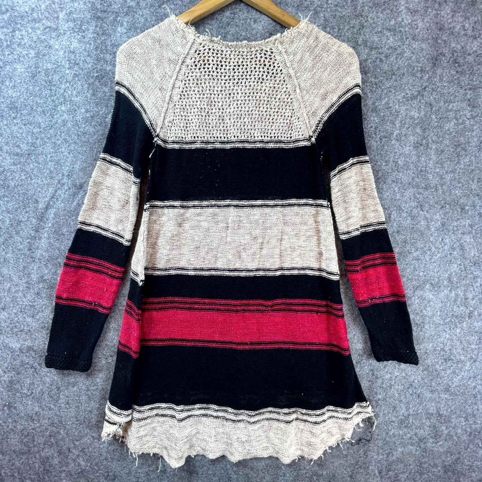Free People Free People Long Tunic Sweater Women Small High Low Hem Fray Size S / US 4 / IT 40 - 2 Thumbnail