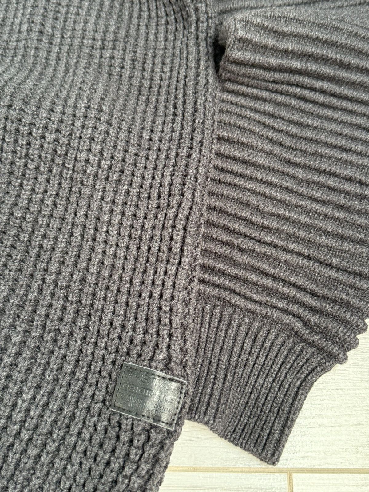 G-Star G-Star RAW Ribbed Turtleneck Sweater Chunky Knit Pullover Size US L / EU 52-54 / 3 - 3 Thumbnail