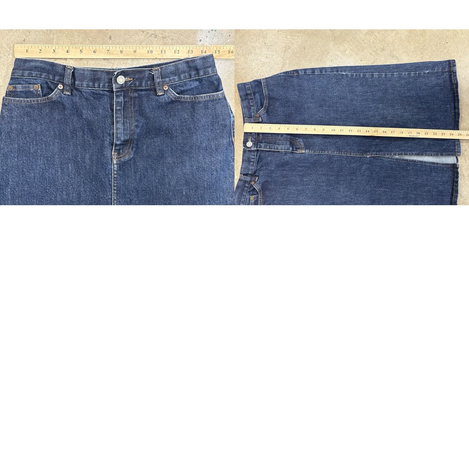 Gap VINTAGE Gap Y2K Midi Skirt Womens 10 Blue Front Slit Stretch Denim Size 32" / US 10 / IT 46 - 8 Thumbnail