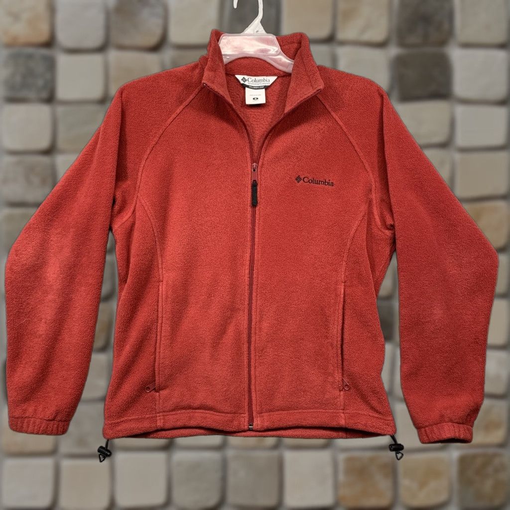 Vintage Columbia Fleece Jacket Womens Full Zip M Orange/Red Zip Pockets Side Pull Cords Jacket Size M / US 6-8 / IT 42-44 - 1 Thumbnail