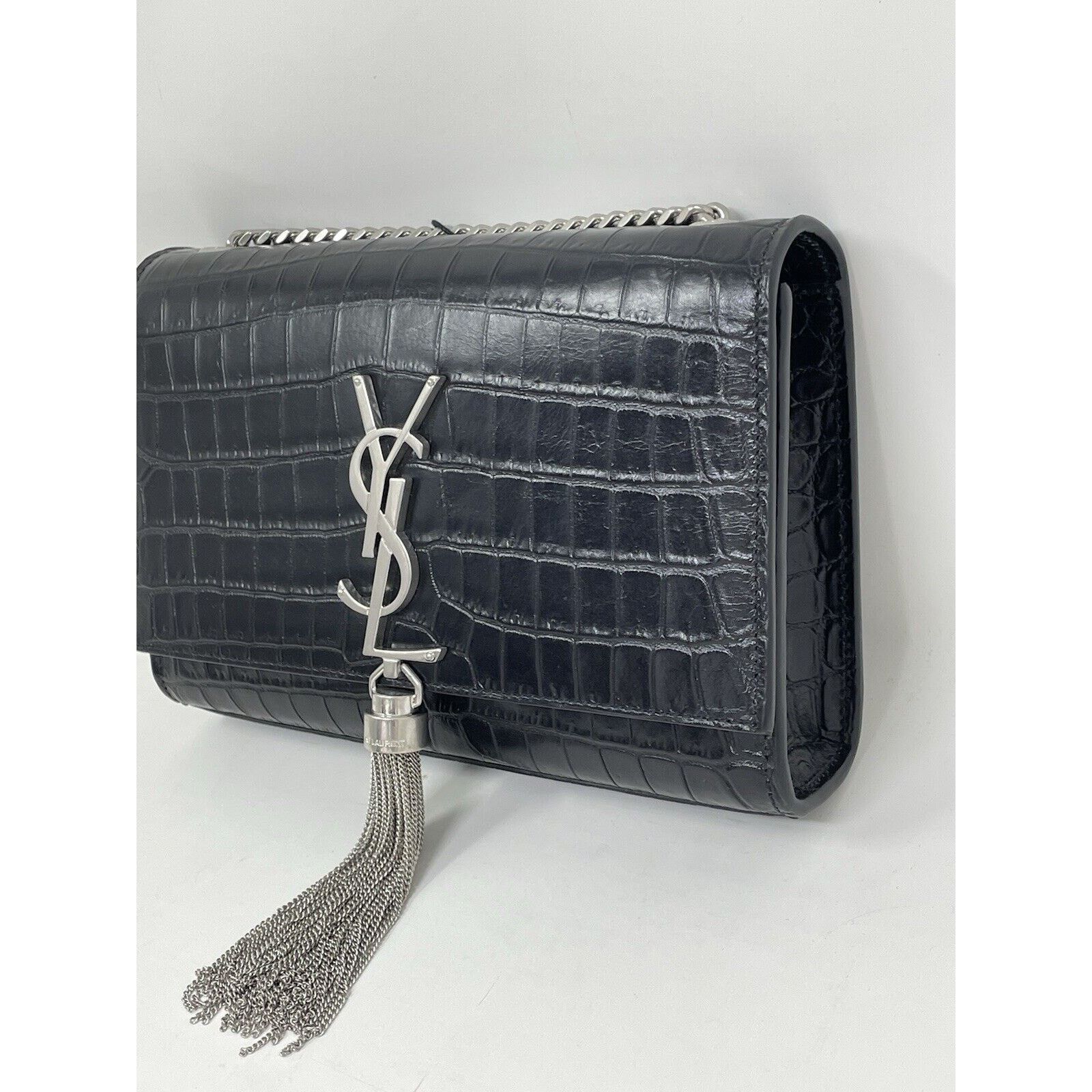 Yves Saint Laurent Calfskin Crocodile Embossed Small Classic Kate Tassel Size ONE SIZE - 6 Thumbnail