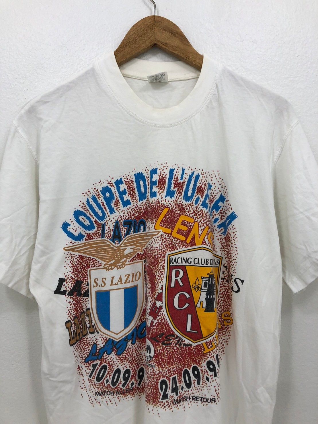 Vintage Vintage 1996's Lazio Vs RC Lens shirt Coupe De L'U.E.F.A BN Size US M / EU 48-50 / 2 - 1 Thumbnail