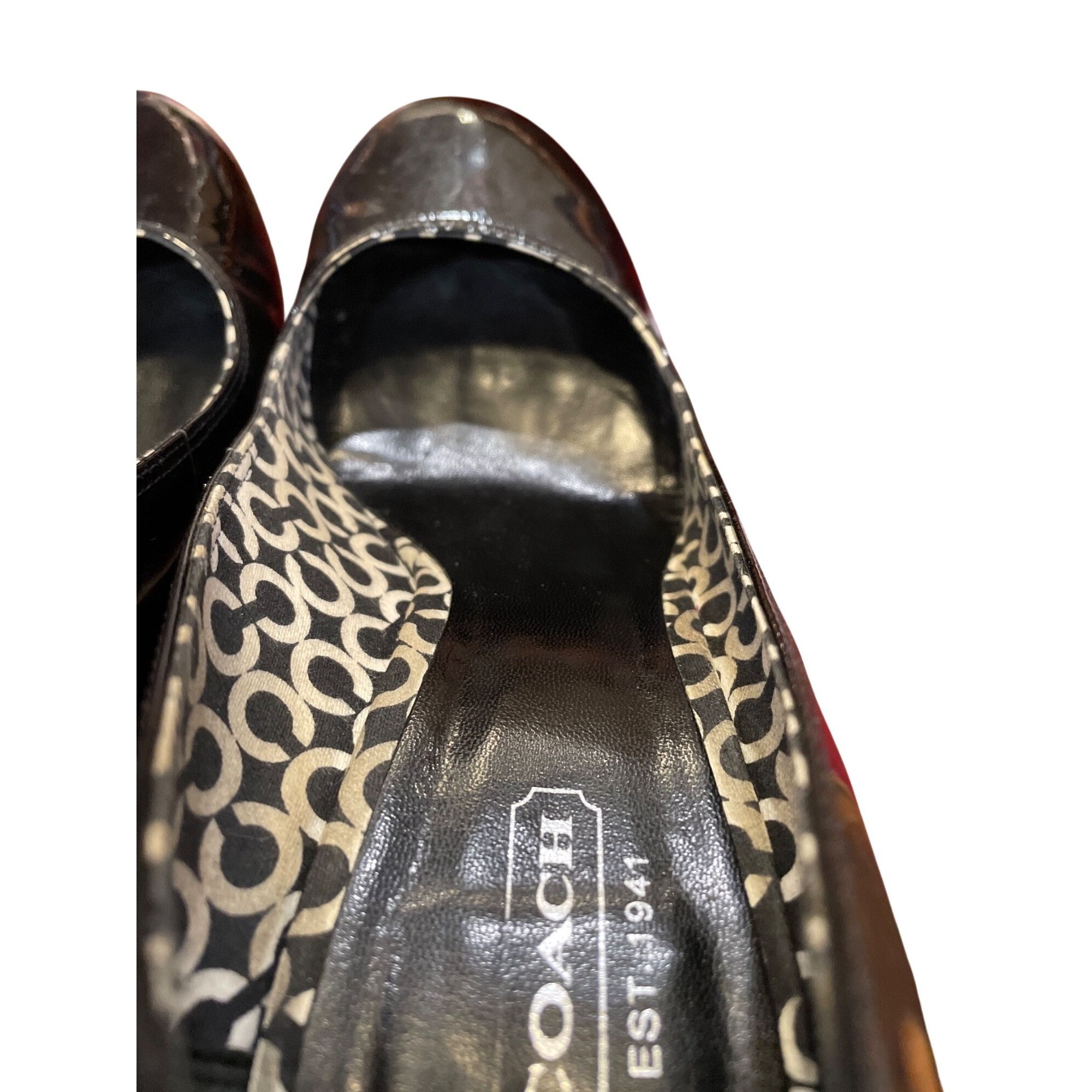 Coach Coach wms black leather patent 3.5" wedge heel shoes sz 8.5B Size US 8.5 / IT 38.5 - 9 Thumbnail