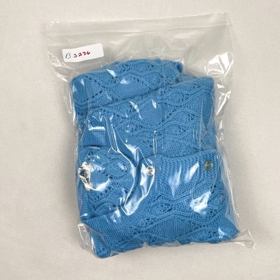 Vintage VINTAGE Wintuk Cardigan Sweater Womens XL Blue Pointelle Knit Scallop Acrylic Cardigan Women Regular Knit Sleeves Solid Pattern Size XL / US 12-14 / IT 48-50 - 7 Thumbnail
