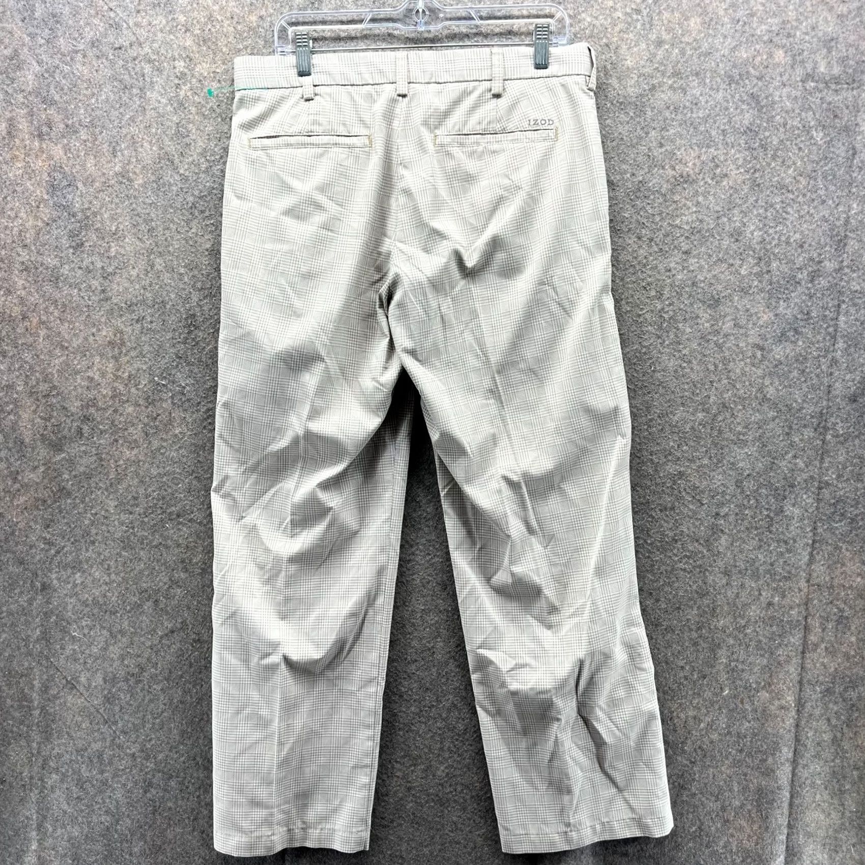 Izod IZOD Pants Men 32x30 Adult Khaki Chino Pleated Tan Beige Glen Check Vintage Golf Circle Size US 32 / EU 48 - 2 Thumbnail