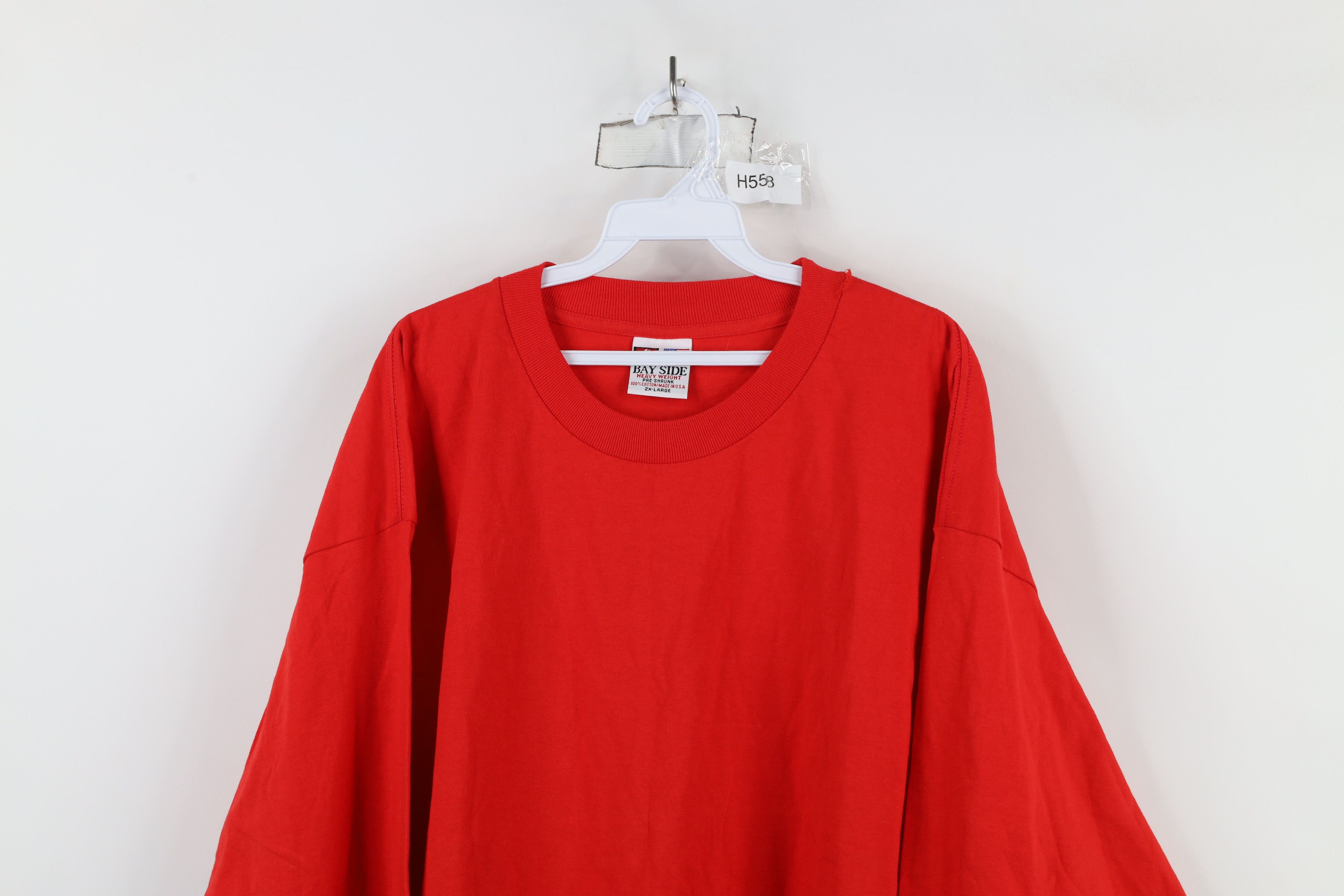 Vintage Deadstock Vintage 90s Streetwear Long Sleeve T-Shirt Red USA Size US XXL / EU 58 / 5 - 2 Thumbnail